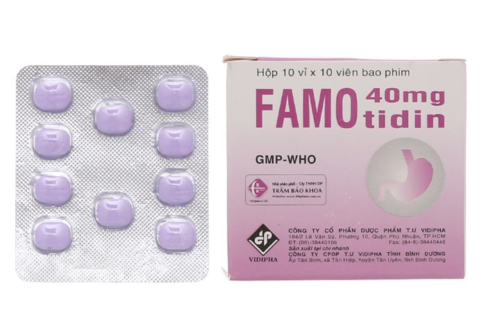 Famotidin thuộc nhóm chống bài tiết ức chế thụ thể H2