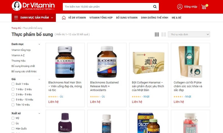 Website mua hàng tại siêu thị Dr Vitamin Việt Nam