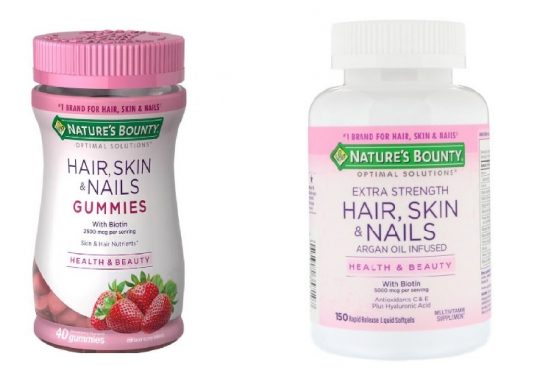 Hai phiên bản sản phẩm của Nature's Bounty Hair Skin and Nails đến từ Mỹ