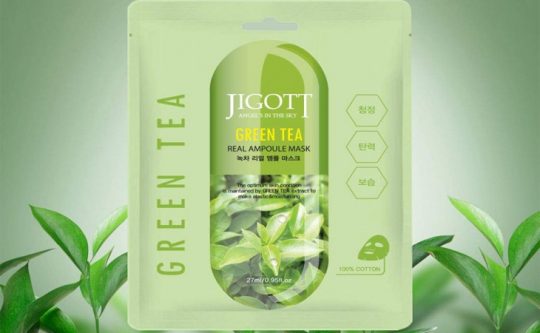 Hyaluronic Acid Jigott Green Tea Real Ampoule Mask